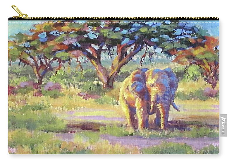 Africa Zip Pouch featuring the painting Golden by Karen Ilari