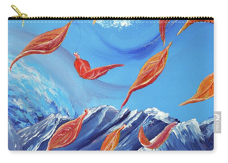  Beautiful Zip Pouch featuring the painting Golden Leaves by Medea Ioseliani