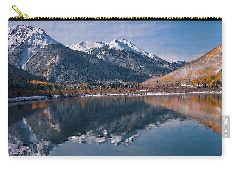Tranquility Zip Pouch featuring the photograph Golden Mountain Majesty by Mike Berenson / Colorado Captures
