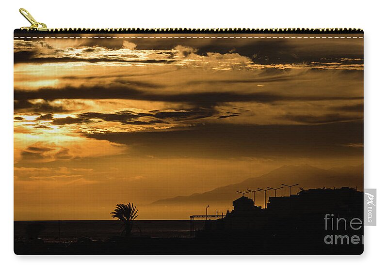 Sunset Zip Pouch featuring the photograph Golden sky by Lyl Dil Creations