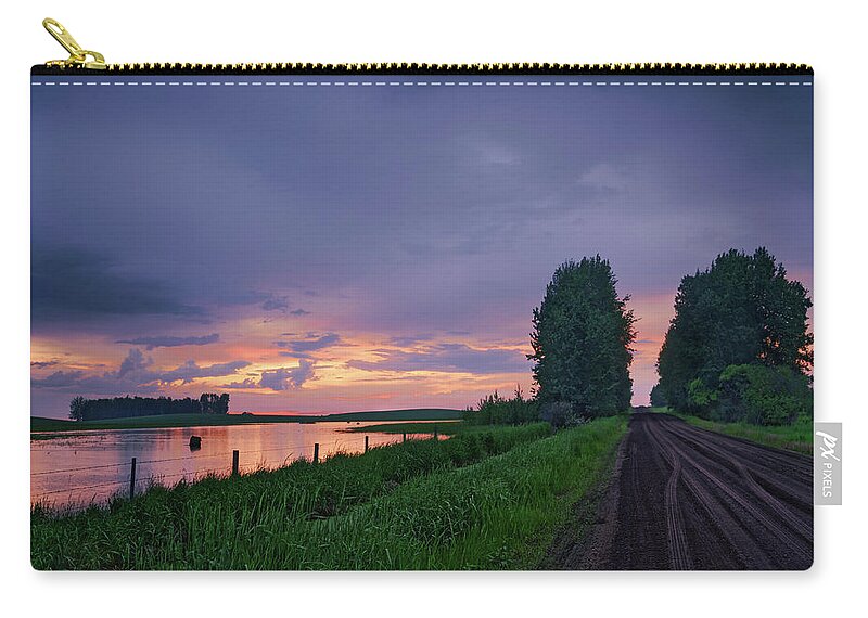 Prairie Zip Pouch featuring the photograph Golden Sunset Near Westlock by Dan Jurak