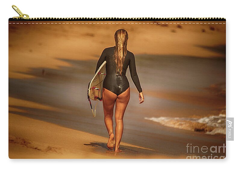 Beach Zip Pouch featuring the photograph Golden Surf by Eye Olating Images