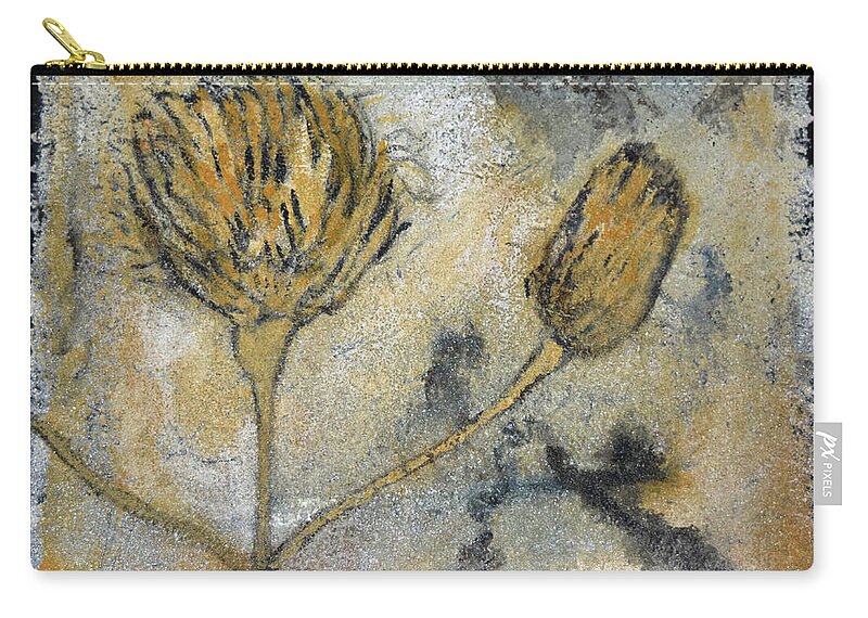 Fossils Zip Pouch featuring the painting Goldenrod Fossil by Toni Willey
