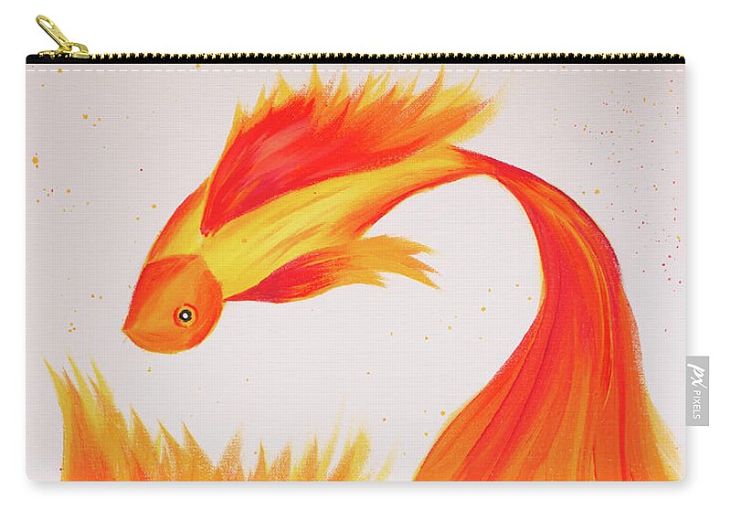 Fish Zip Pouch featuring the painting Goldfish by Iryna Goodall