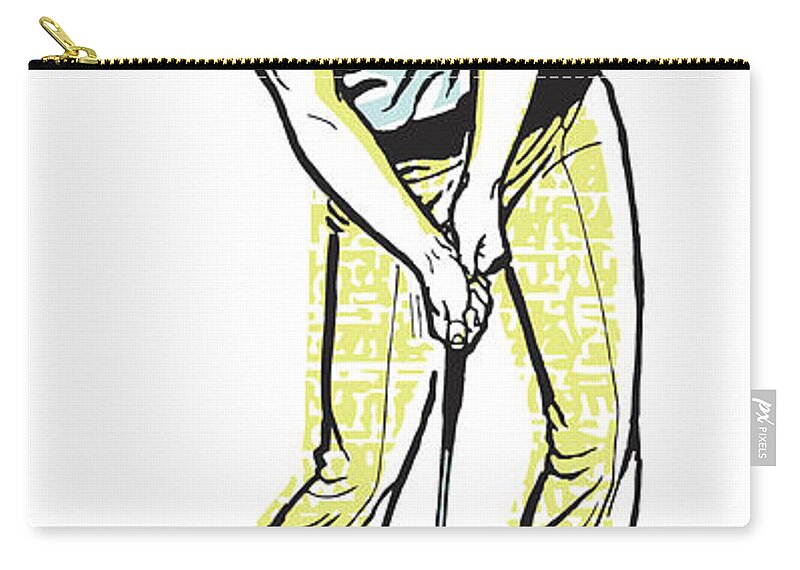 Action Zip Pouch featuring the drawing Golfer About to Swing by CSA Images