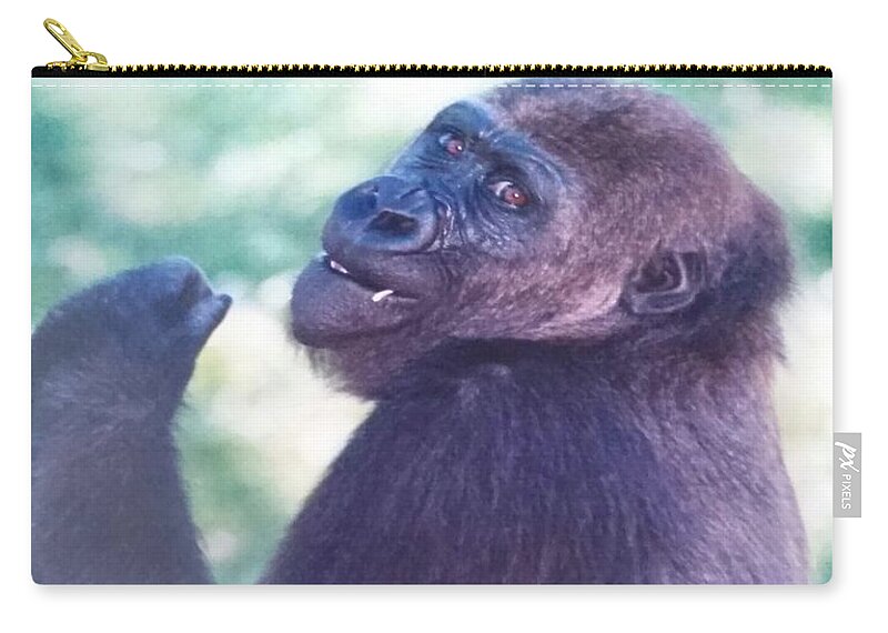Scene Zip Pouch featuring the photograph Gorilla by Joanne Harrison