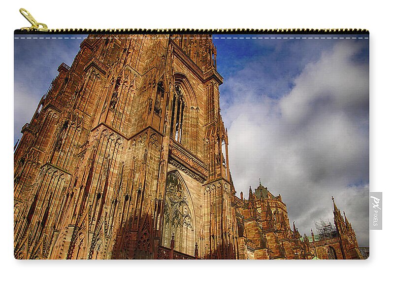Exterior Zip Pouch featuring the photograph Gothic bell tower of the Cathedra by Steve Estvanik