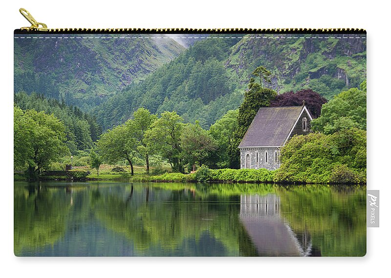Tranquility Zip Pouch featuring the photograph Gougane Barra Forest Park And Lake by Bradley L. Cox