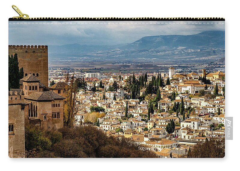 Alhambra Zip Pouch featuring the photograph Granada and La Alhambra by Pablo Lopez