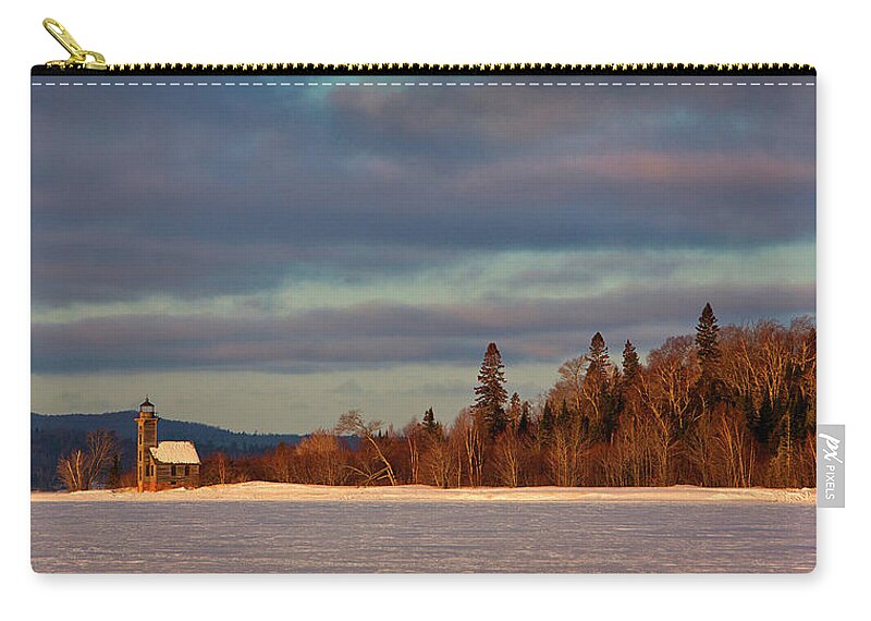 Lighthouse Zip Pouch featuring the photograph Grand Island East Channel Light by Steve White