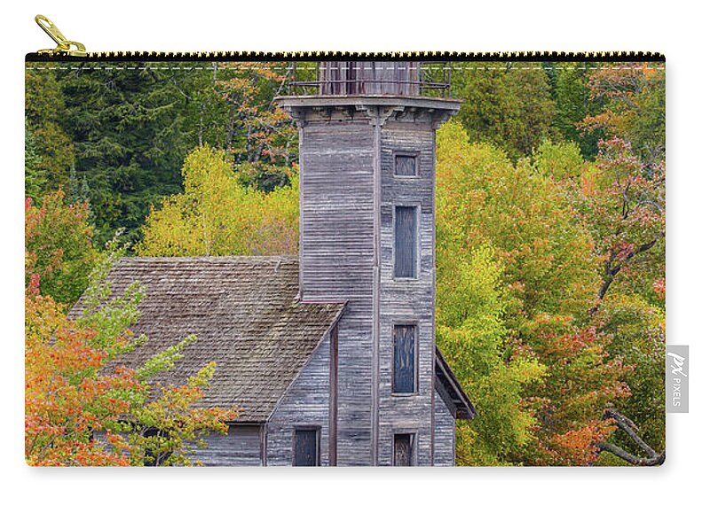 Michigan Lighthouse Zip Pouch featuring the photograph Grand Island Lighthouse -5427 by Norris Seward