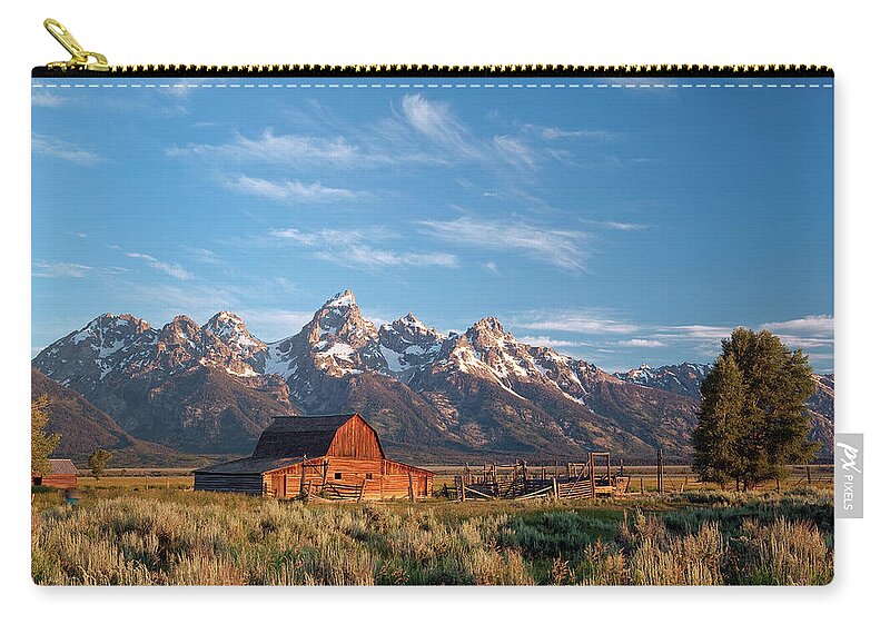 Scenics Zip Pouch featuring the photograph Grand Tetons Barn by Keithszafranski