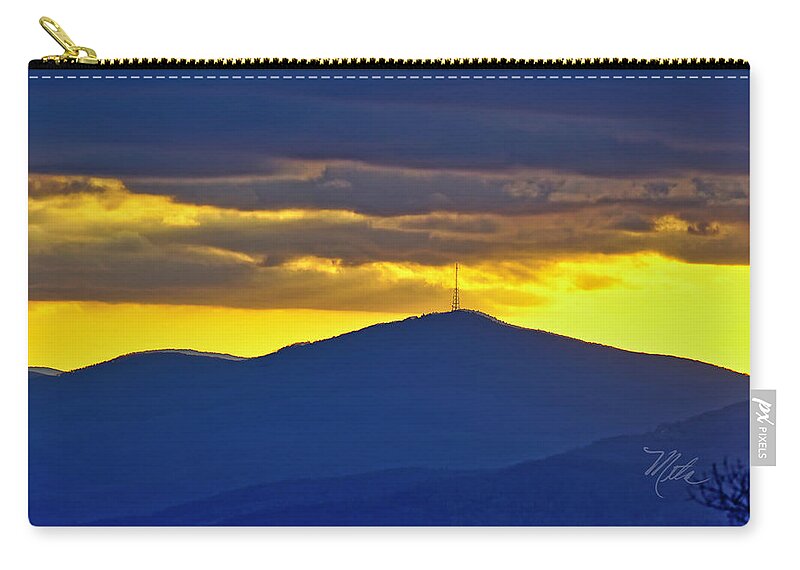 Grandmother Mountain Zip Pouch featuring the photograph Grandmother Mountain Sunset by Meta Gatschenberger