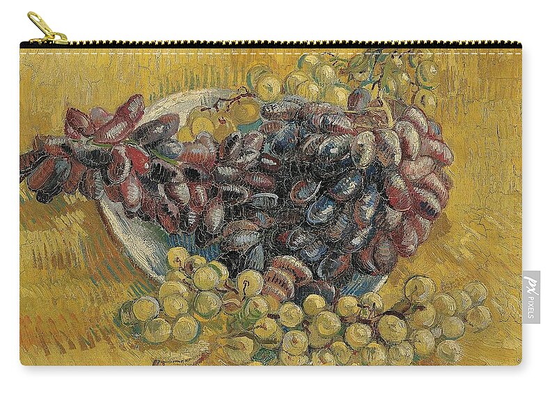 Oil On Canvas Zip Pouch featuring the painting Grapes. by Vincent van Gogh -1853-1890-