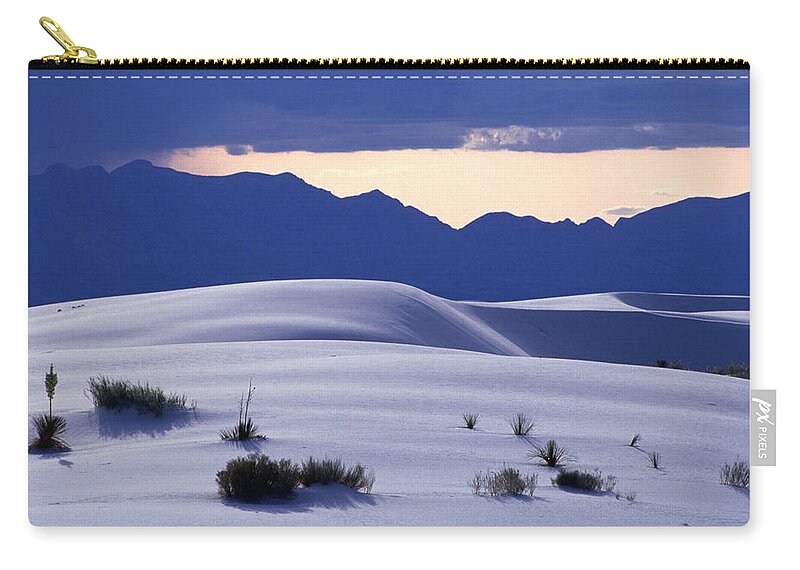 Grass Zip Pouch featuring the photograph Grass Clumps On Sand Dunes, White Sands by John Elk Iii