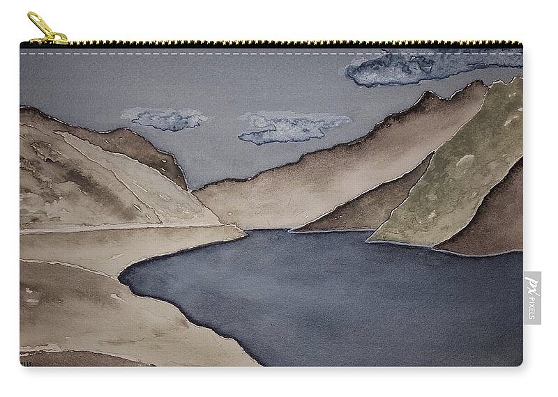 Watercolor Zip Pouch featuring the painting Gray Land Lore by John Klobucher
