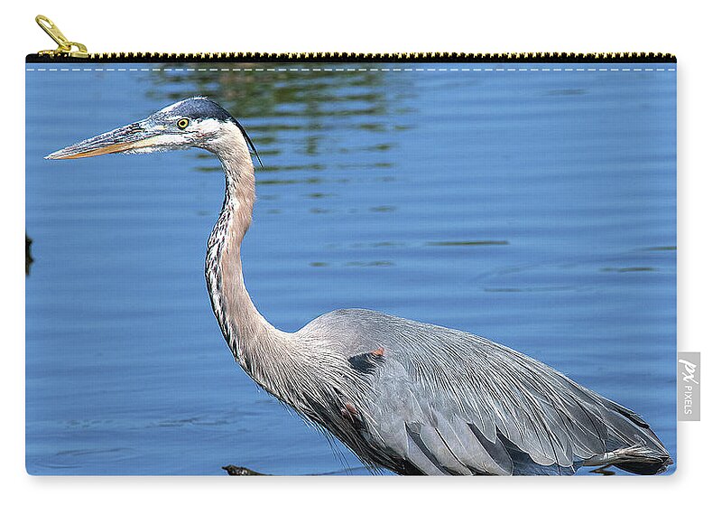 Nature Zip Pouch featuring the photograph Great Blue Heron DMSB0167 by Gerry Gantt