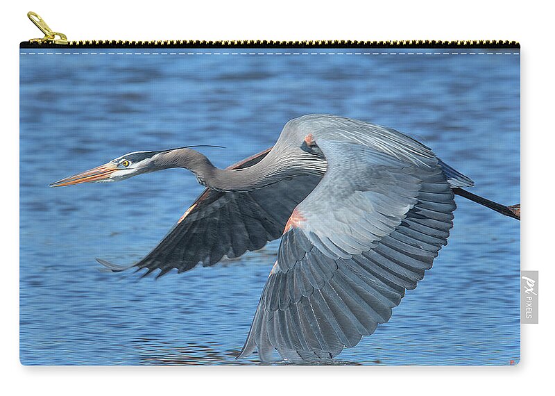 Nature Carry-all Pouch featuring the photograph Great Blue Heron in Flight DMSB0153 by Gerry Gantt