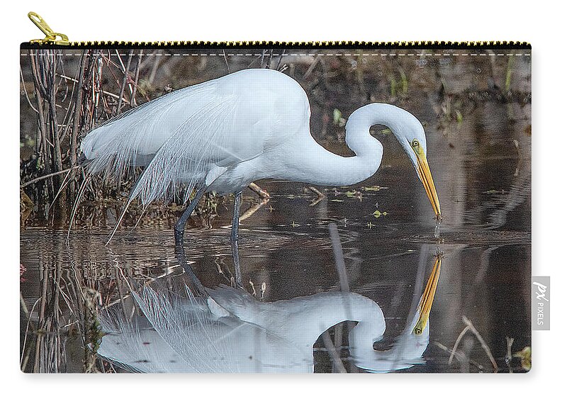 Nature Carry-all Pouch featuring the photograph Great Egret in Breeding Plumage DMSB0154 by Gerry Gantt