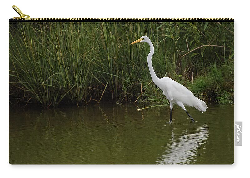Egret Zip Pouch featuring the photograph Great Egret Walking by Jennifer Ancker