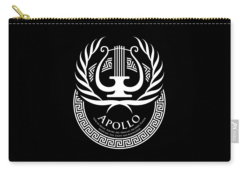 Apollo Gift Zip Pouch featuring the digital art Greek Mythology Gift Ancient Greece History Lovers of Apollo Gods Goddesses Deities by Martin Hicks