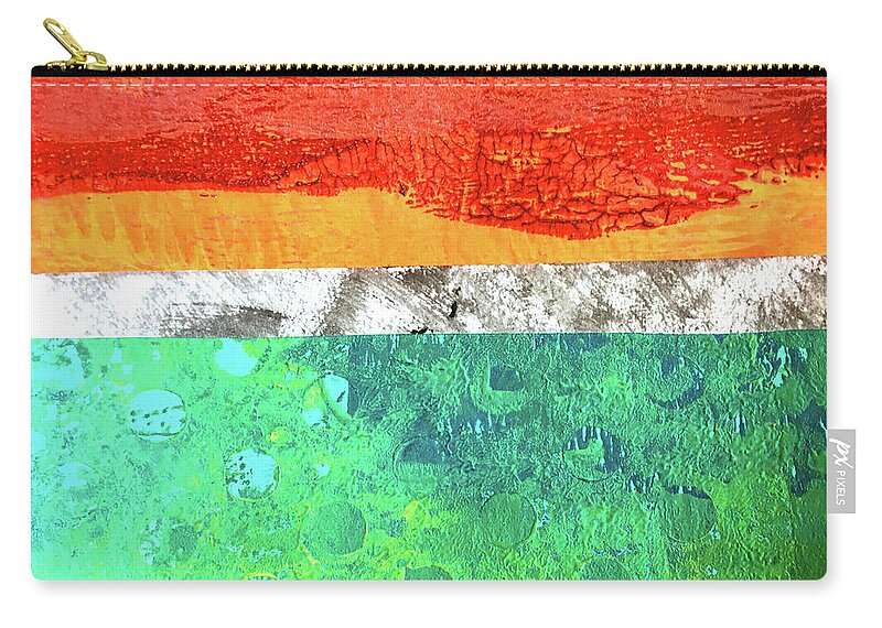 Painted Collage Zip Pouch featuring the painting Green Bay Abstract by Nancy Merkle