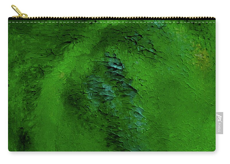 Drakeskin Zip Pouch featuring the painting Green Drakeskin by Patricia Piotrak