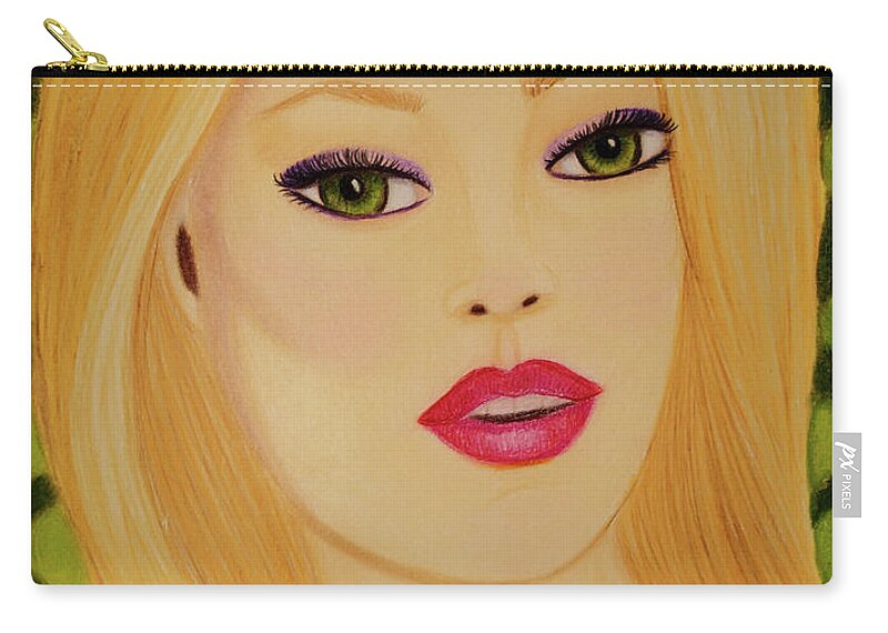 Fashion Zip Pouch featuring the painting Green Eyes by Dorothy Lee