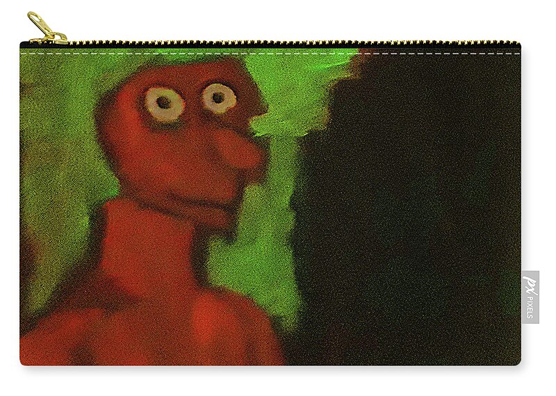 Weird Guy Zip Pouch featuring the painting Green Hair by Gabby Tary
