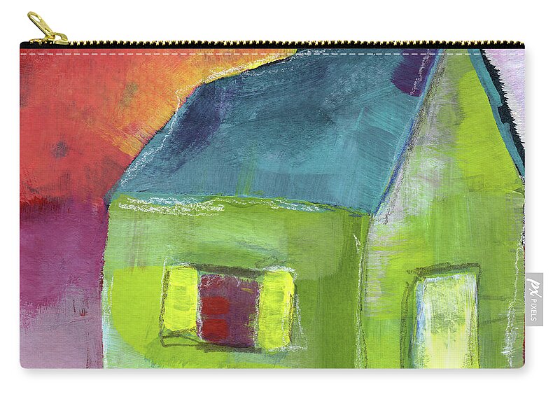 House Zip Pouch featuring the painting Green House- Art by Linda Woods by Linda Woods
