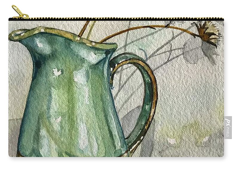 Jug Zip Pouch featuring the painting Green Jug by Luisa Millicent
