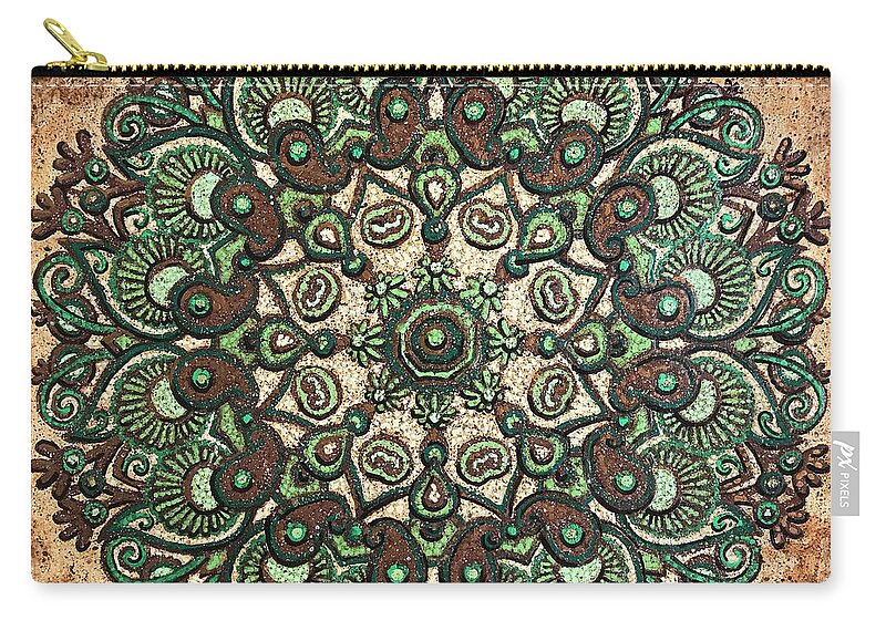 Mandala Zip Pouch featuring the painting Green Mandala by Amy E Fraser