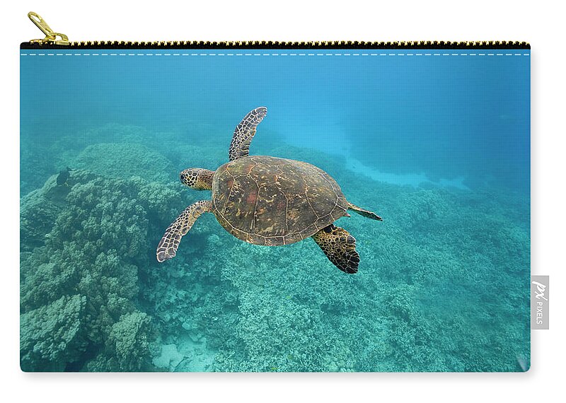 Underwater Carry-all Pouch featuring the photograph Green Sea Turtle, Big Island, Hawaii by Paul Souders