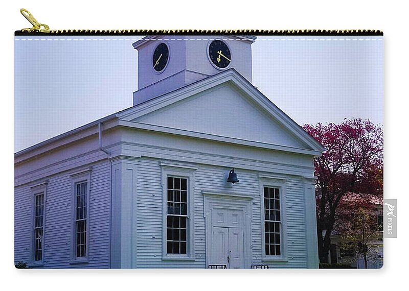 Mystic Seaport Zip Pouch featuring the photograph Greenmanville Church by Elizabeth M