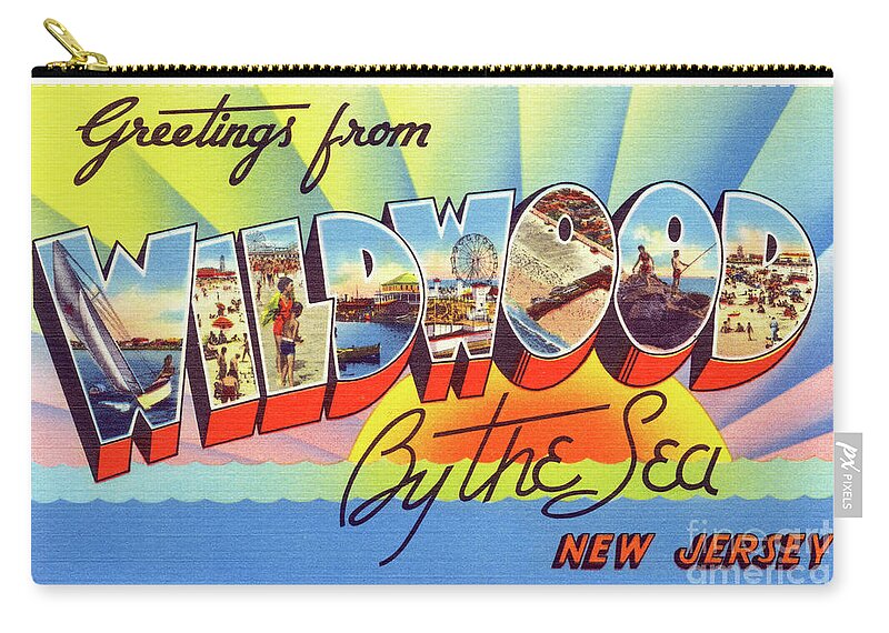 Lbi Zip Pouch featuring the photograph Wildwood Greetings - Version 1 by Mark Miller