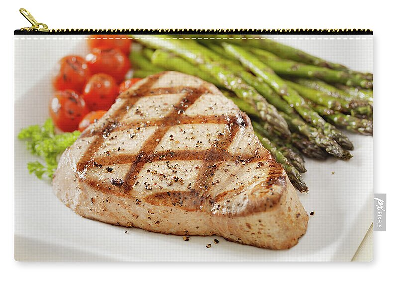 Roast Dinner Zip Pouch featuring the photograph Grilled Ahi Tuna Steak by Lauripatterson