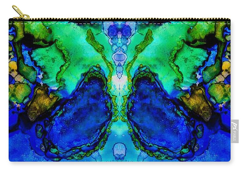 Alcohol Ink Zip Pouch featuring the mixed media Groan of the ocean by Jolanta Anna Karolska
