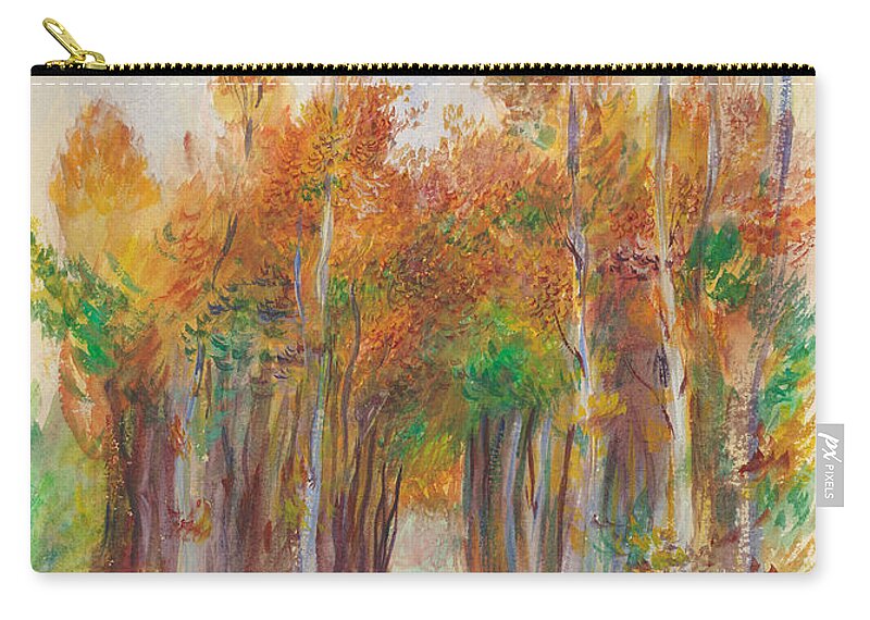 19th Century Art Zip Pouch featuring the drawing Grove of Trees by Auguste Renoir