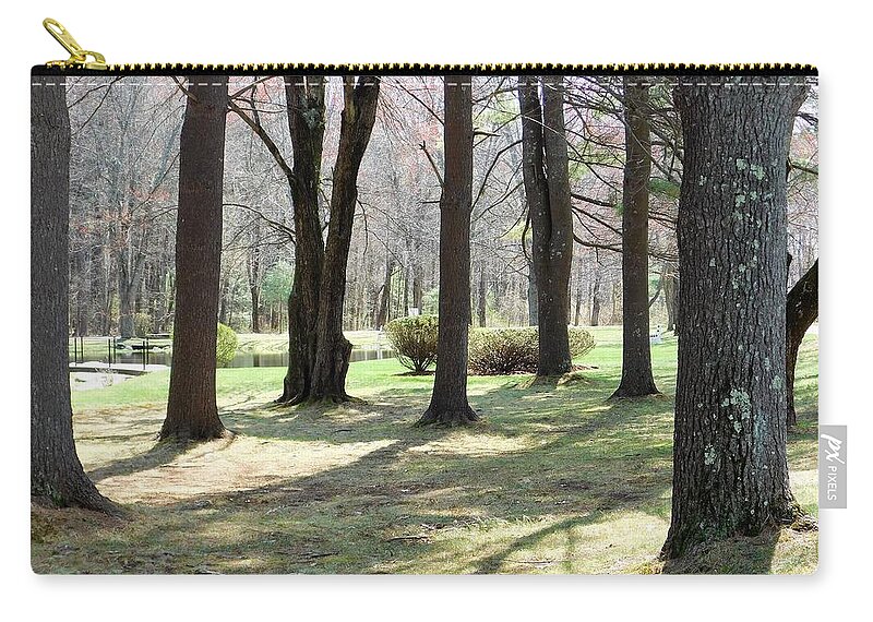 Grove Zip Pouch featuring the photograph - Grove of trees by THERESA Nye