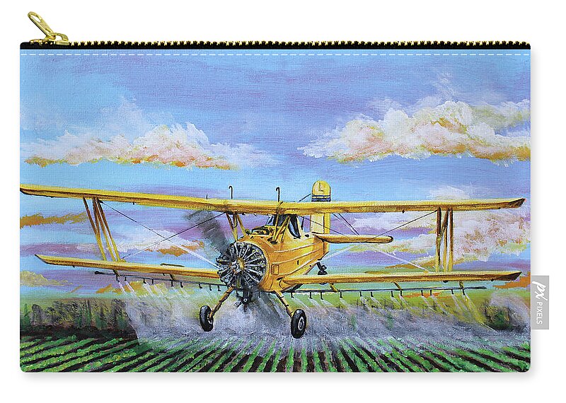 Ag Cat Zip Pouch featuring the painting Grumman Ag Cat by Karl Wagner