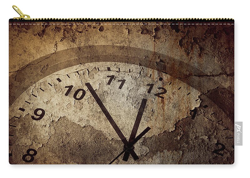 Clock Zip Pouch featuring the photograph Grunge clock by Les Cunliffe
