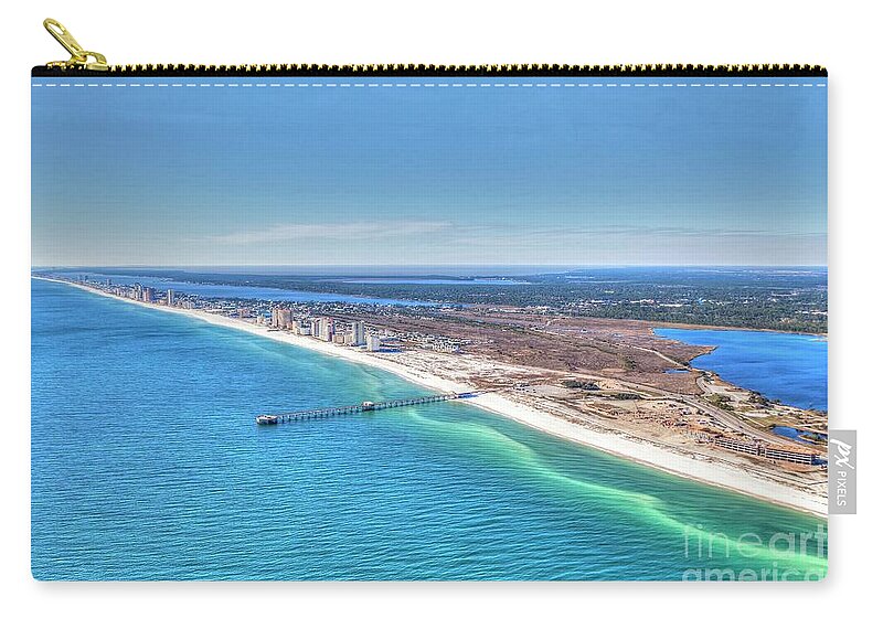  Carry-all Pouch featuring the photograph GSP Pier and Beach by Gulf Coast Aerials -