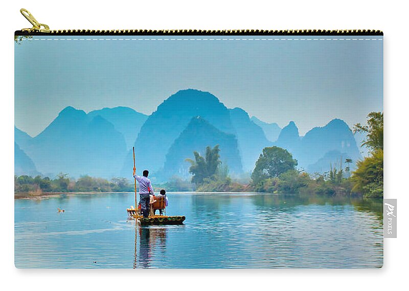 Young Men Zip Pouch featuring the photograph Guilin Li River by Albert Photo