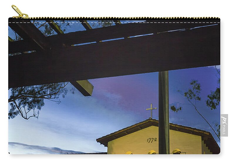 San Luis Obispo Zip Pouch featuring the photograph Half Staff at the SLO Mission by Mike Long