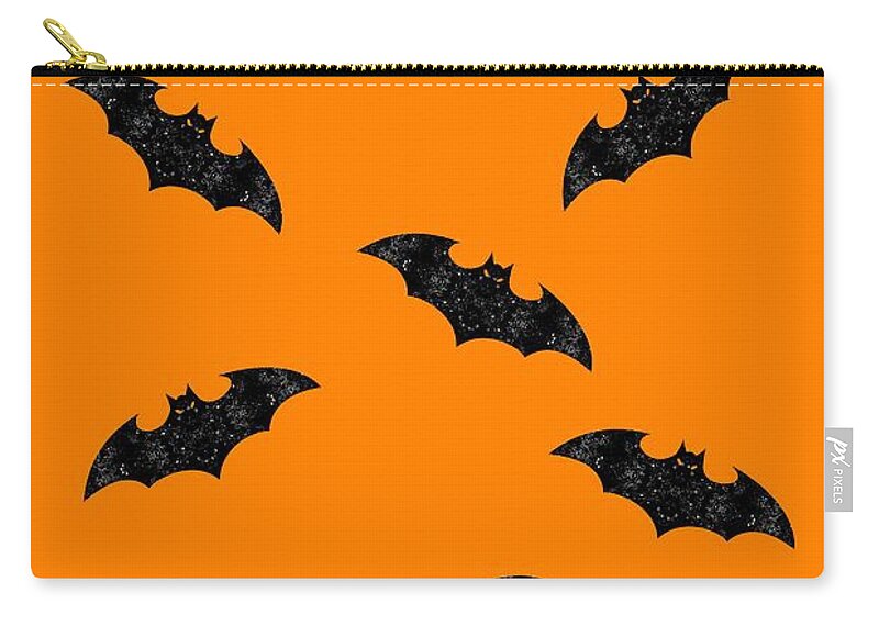 Halloween Zip Pouch featuring the mixed media Halloween Bats In Flight by Rachel Hannah