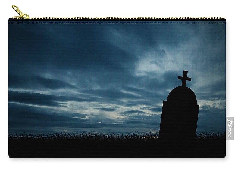 Halloween Zip Pouch featuring the photograph Halloween graveyard background by Jelena Jovanovic