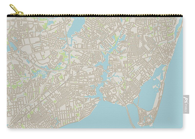 Hampton Carry-all Pouch featuring the digital art Hampton Virginia US City Street Map by Frank Ramspott