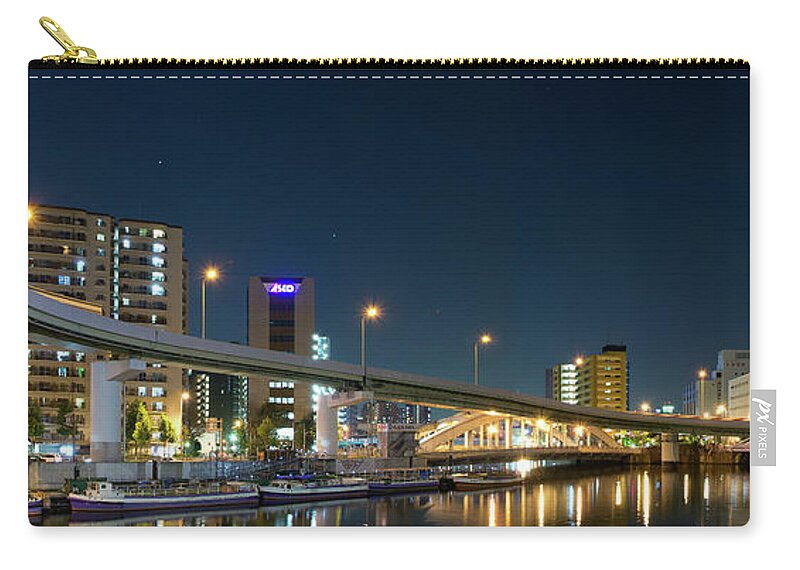 Panoramic Zip Pouch featuring the photograph Hanshin Highway Route 3 Kobe Line by Christinayan By Takahiro Yanai