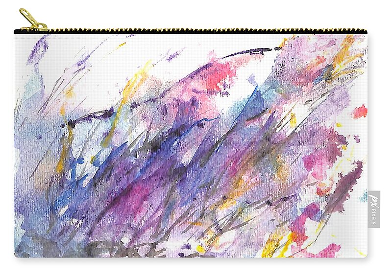 Multi Color Abstract Zip Pouch featuring the painting Happy Breeze by Patty Donoghue