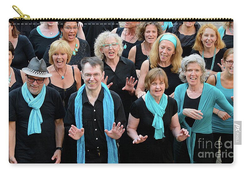 #activity Zip Pouch featuring the photograph Happy group of people is singing in a choir. by Ulrich Wende